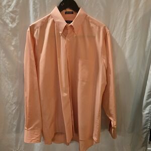 Izod Button Up Shirt Men's‎ XL Salmon Long Sleeve Easy Care Silky Poplin